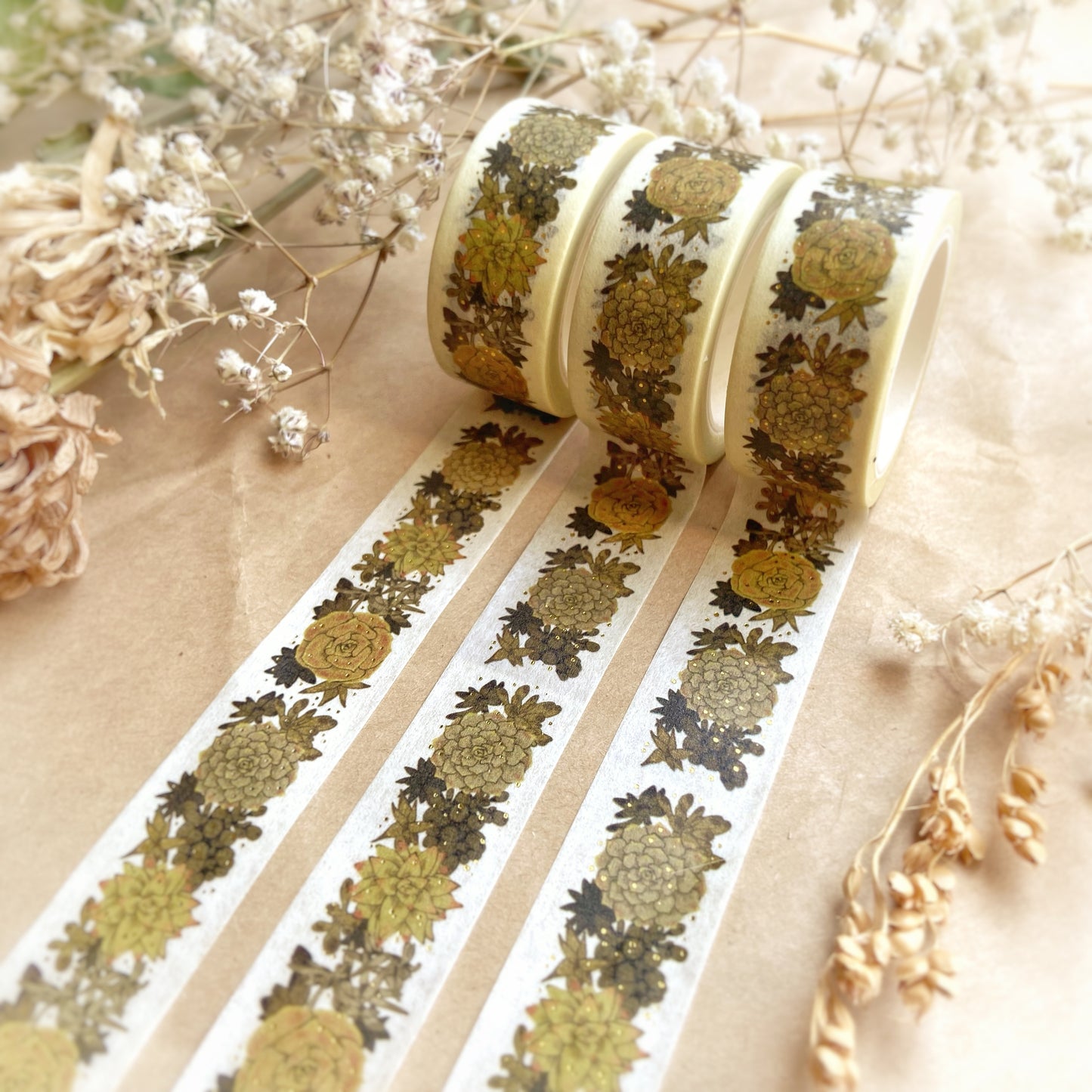 Succulents Gold Foil Decorative Washi Tape