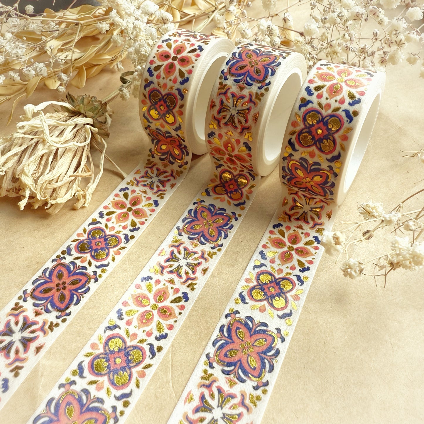 Mexican Talavera Tile Gold Foil Decorative Washi Tape