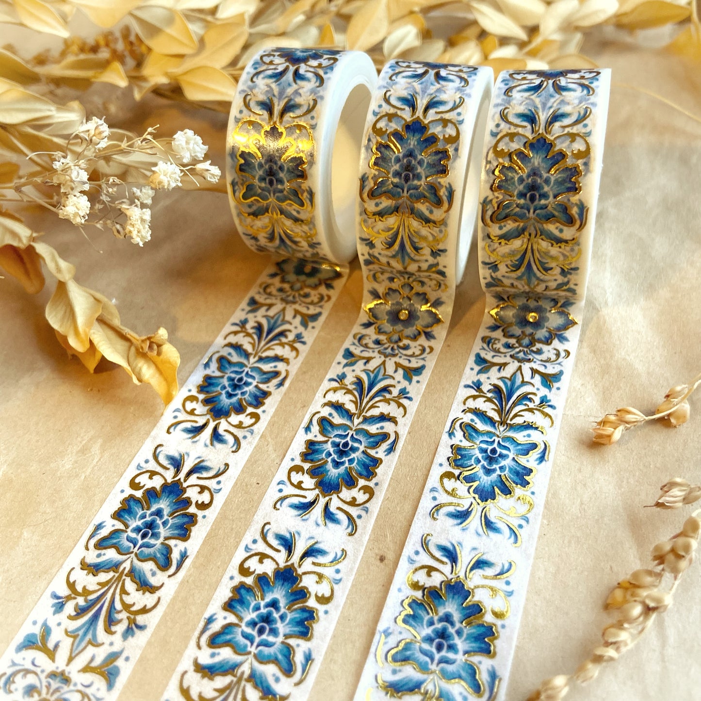 Blue Porcelain Gold Foil Decorative Washi Tape