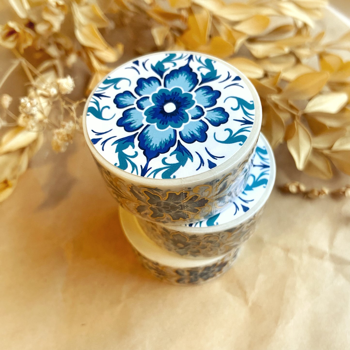 Blue Porcelain Gold Foil Decorative Washi Tape