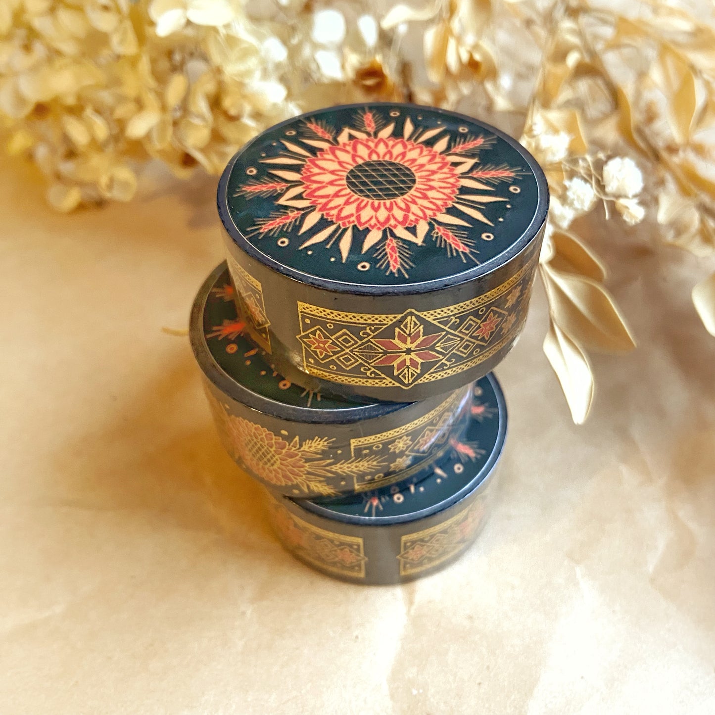Sunflowers Ukrainian Egg Painting Gold Foil Decorative Washi Tape