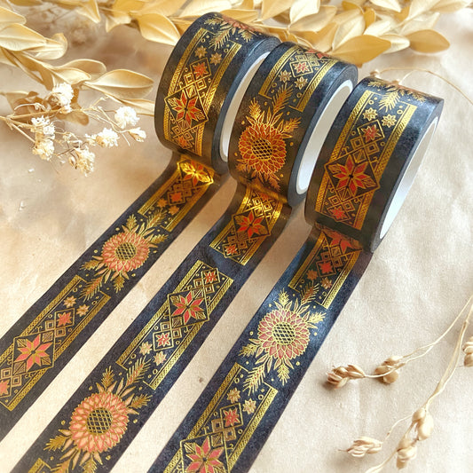 Sunflowers Ukrainian Egg Painting Gold Foil Decorative Washi Tape