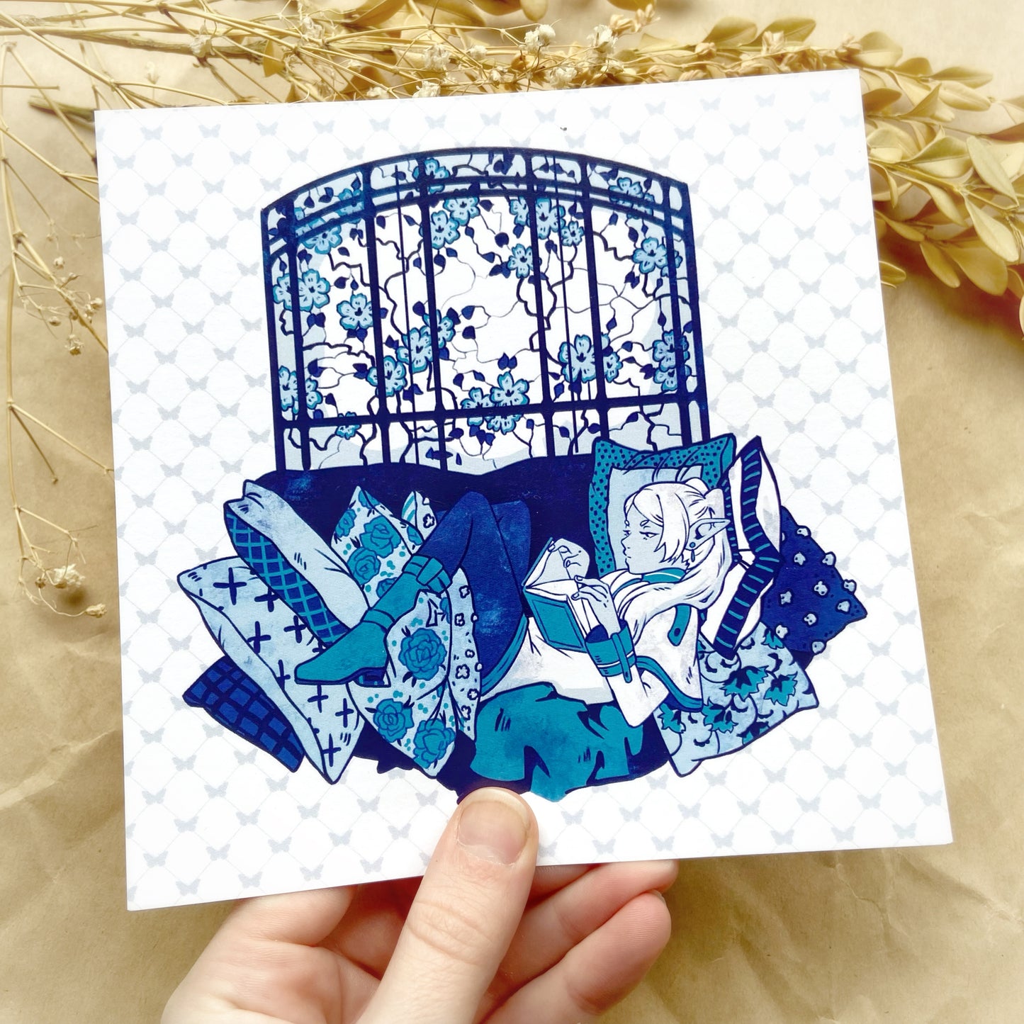 *LAST CHANCE* 6x6" Blue Porcelain Frieren Square Print