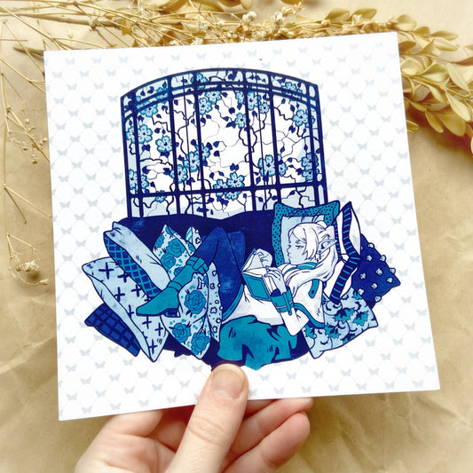 *LAST CHANCE* 6x6" Blue Porcelain Frieren Square Print