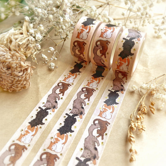 Cats Gold Foil Decorative Washi Tape