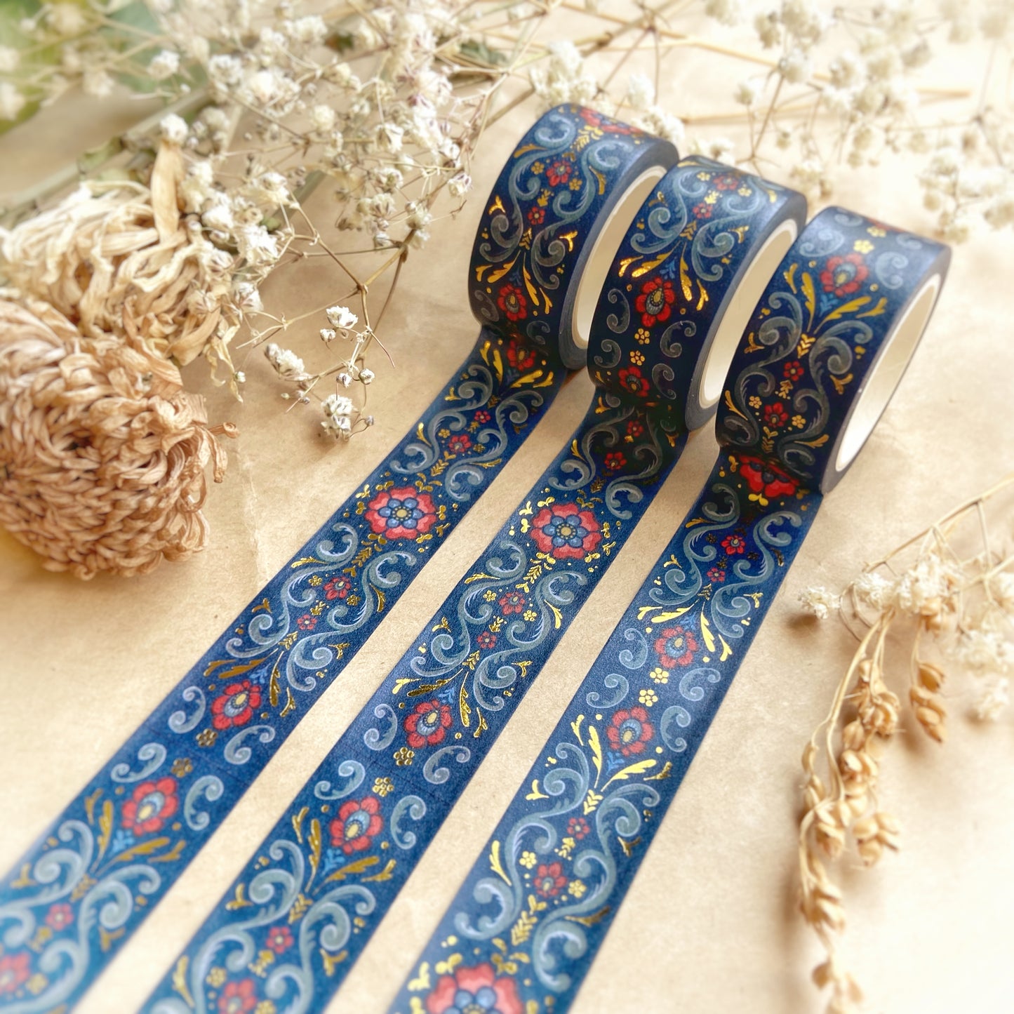 Rosemaling Norwegian Folk Art Gold Foil Decorative Washi Tape