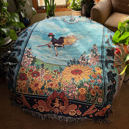 'The New Delivery Girl' Tapestry Blanket