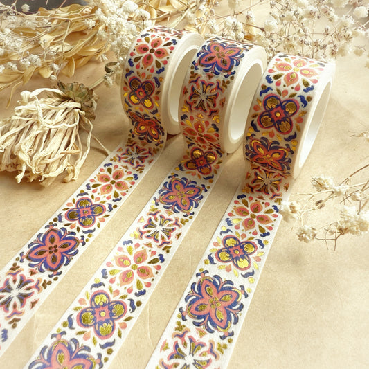 Mexican Talavera Tile Gold Foil Decorative Washi Tape