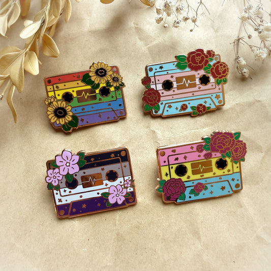 *MOVING SALE* LGBTQ+ Pride Cassette Tape Enamel Pins