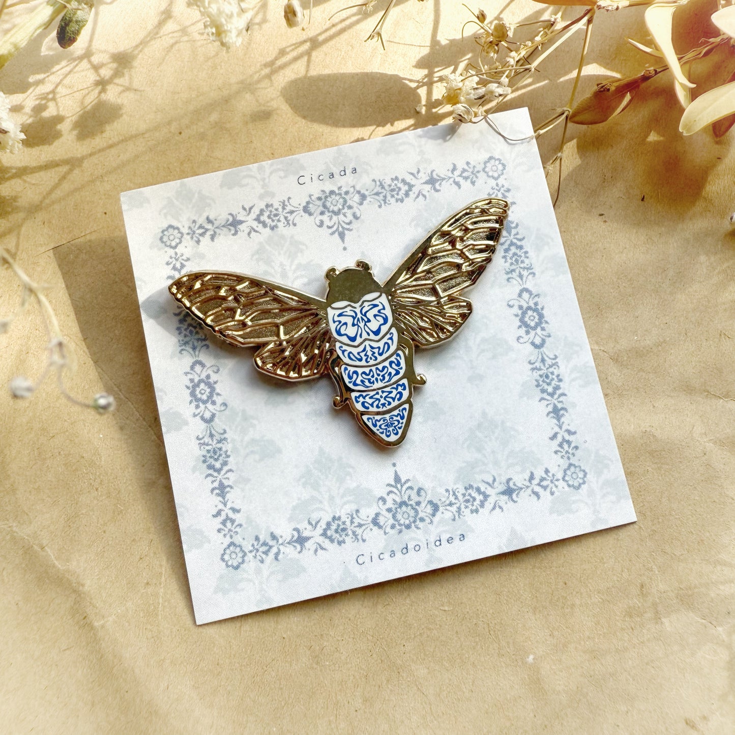 Blue Porcelain Bug Enamel Pins